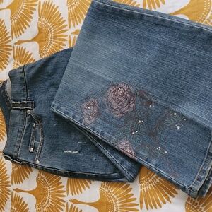 Flower print vintage flare leg jean
